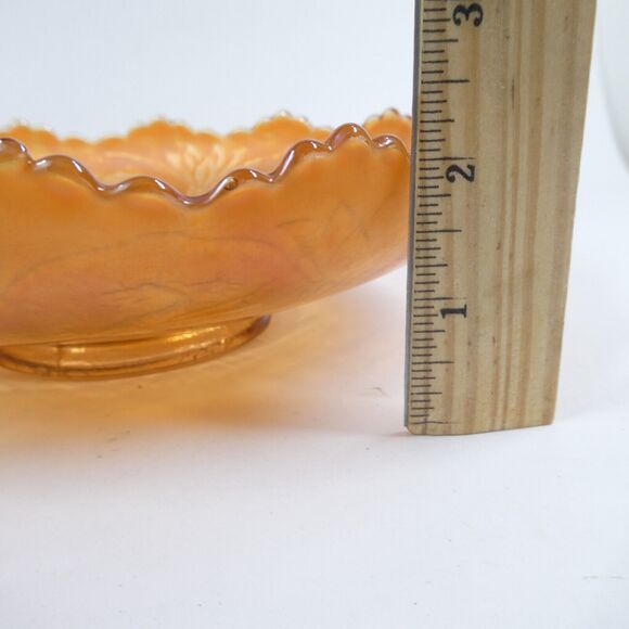 Fenton Dragon & Lotus Marigold Carnival Glass 8" Ice Cream Bowl Ruffled Edge Vtg - Picture 7 of 7